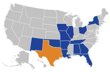United States Map - Litigated Cases 